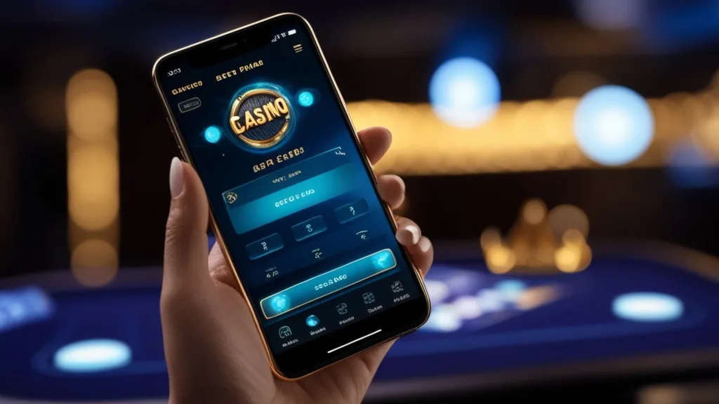Smartphone mit übersichtlicher Casino-Oberfläche in dunkler Atmosphäre