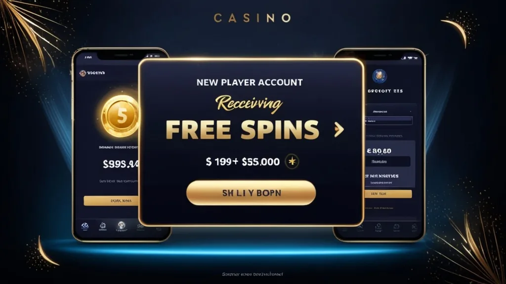 Neue Spielerkonto-Oberfläche mit No-Deposit-Bonus und Freispiele-Symbol