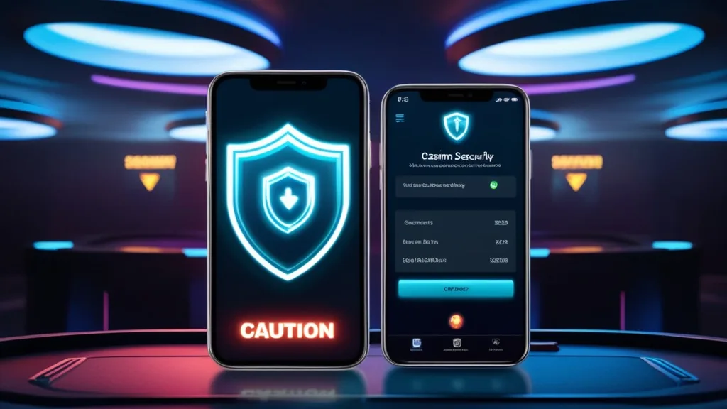 Smartphone mit Sicherheits- und Vertrauenselementen für die Casino-App