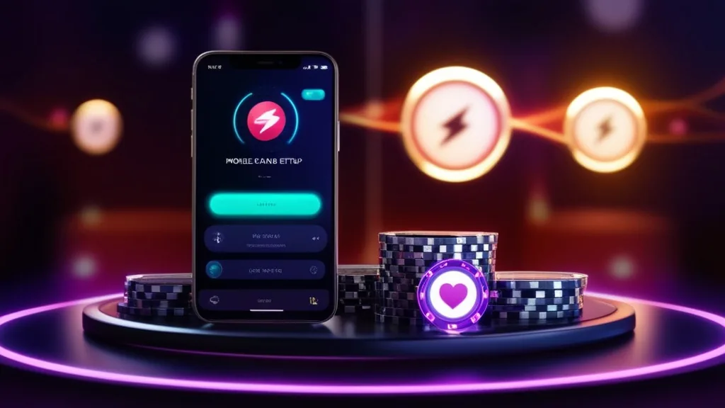 Smartphone mit Voraussetzungen für den Casino-Download im Casino-Look